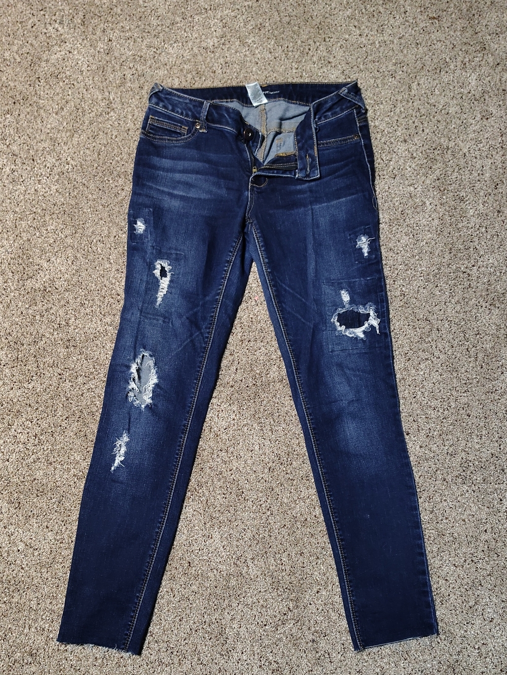 Maurices Dark Blue Distressed Skinny Jeans